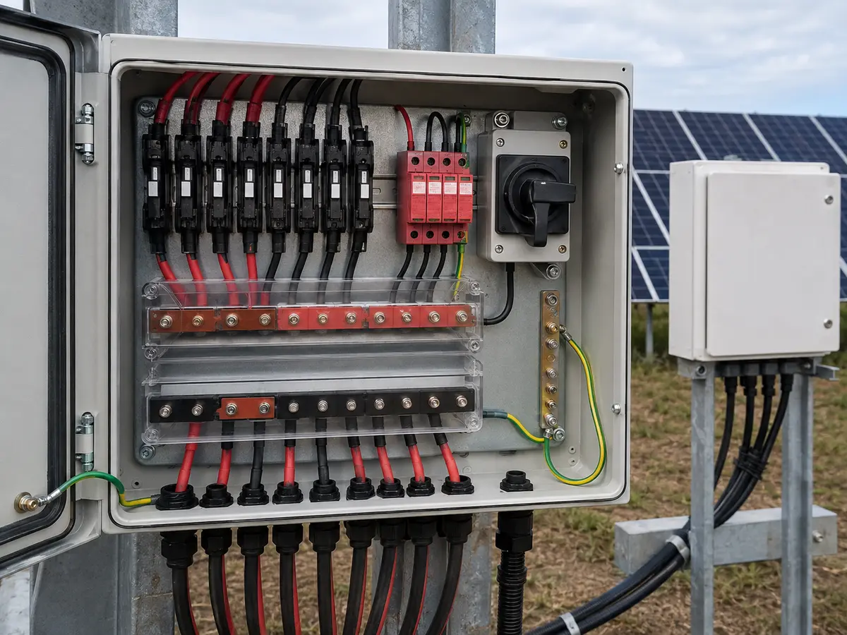 Solar Pump DC Protection and Cabling PV combiner box DC isolator surge protection and solar cables for a pump system
