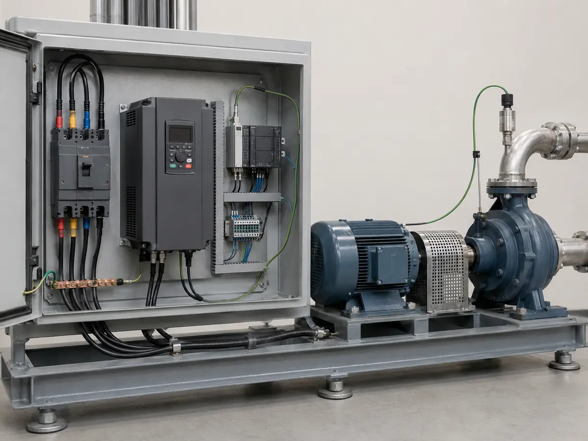 Components of a Variable Frequency Drive System VFD motor control system with supply protection drive motor sensor and mechanical load