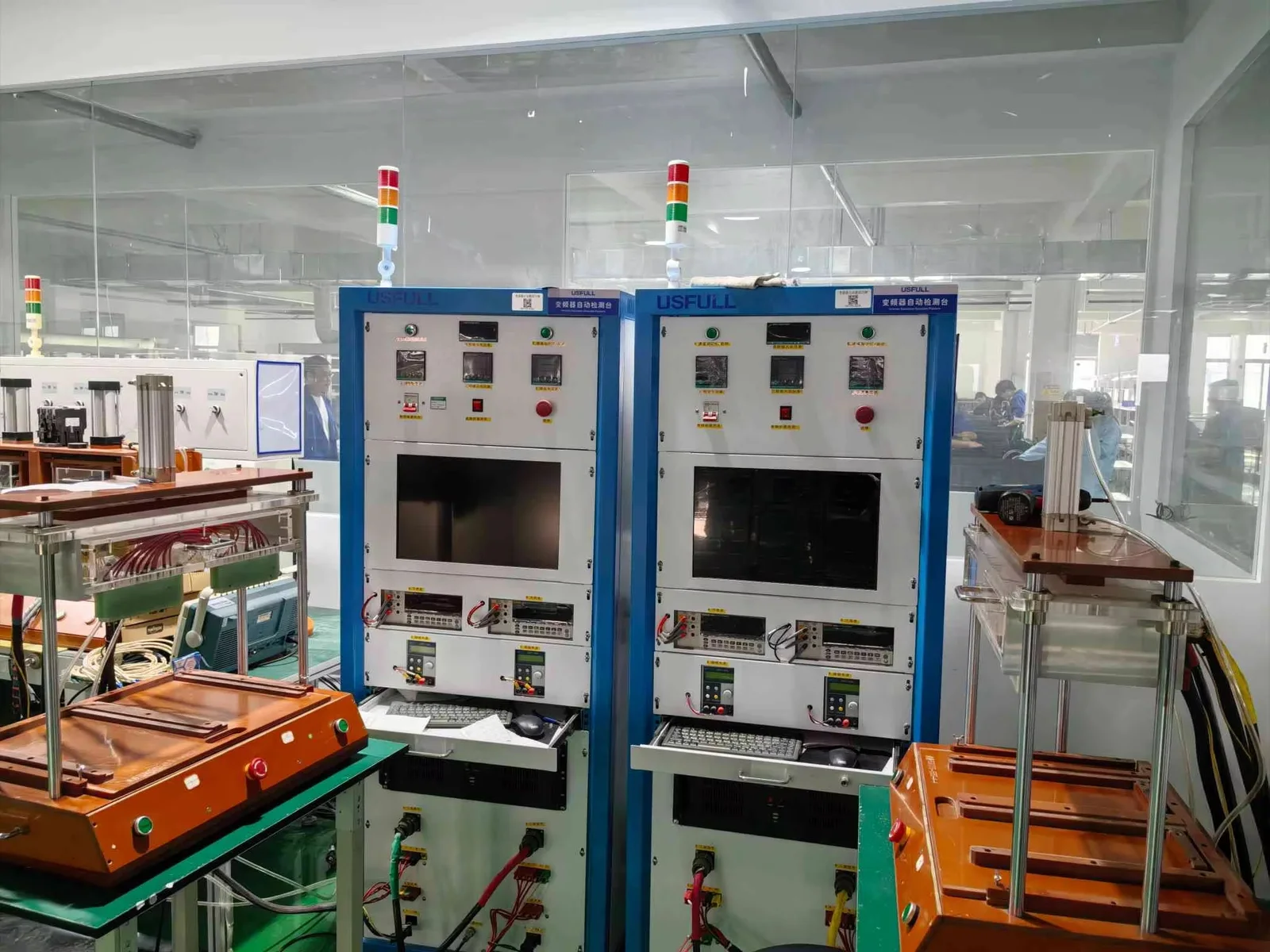 Dedicated electrical function test cabinets for inverter and control product inspection at UFELE
