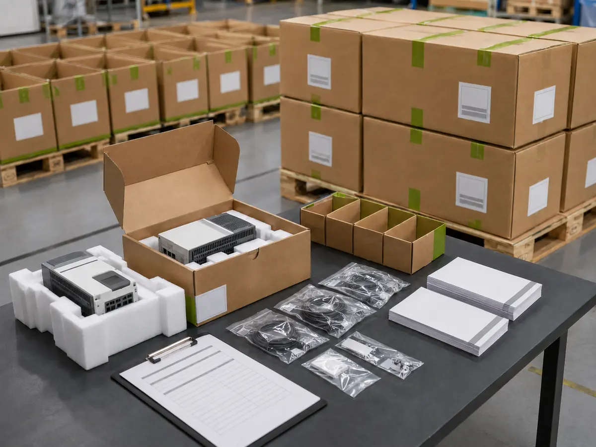 Export packing inspection of electrical products cartons accessories and shipping marks