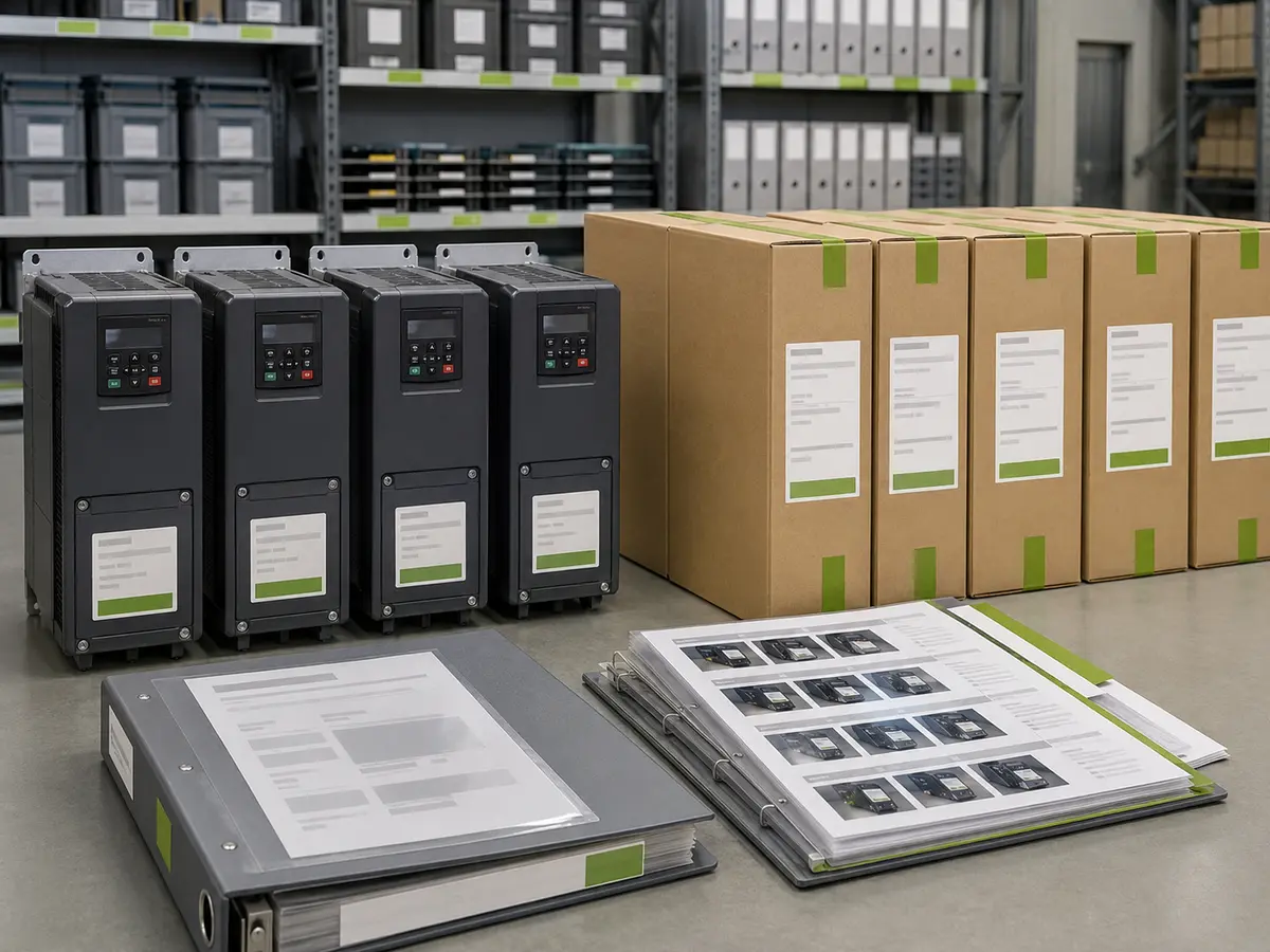 Approved OEM label carton and manual files retained for repeat electrical product orders