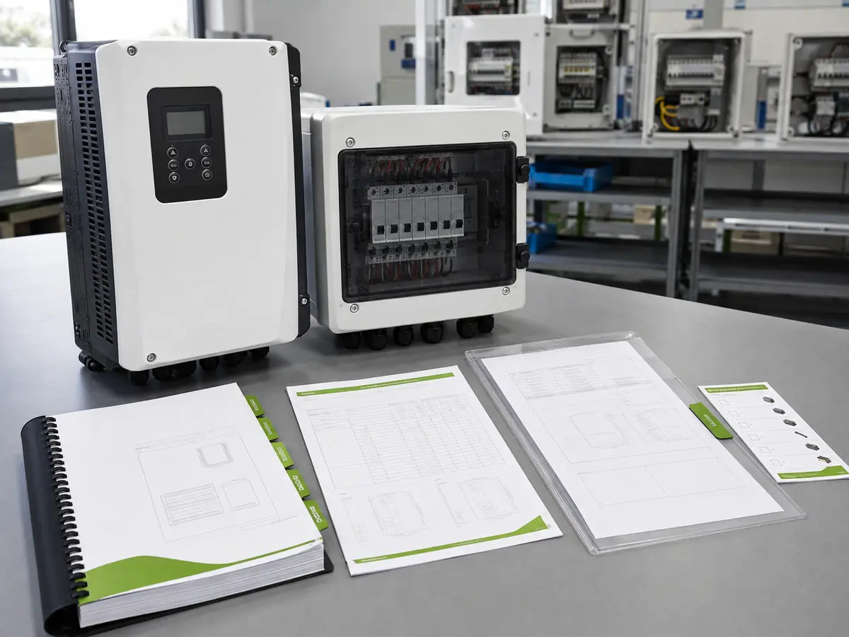 Private label manual and current datasheet checked against an electrical product order