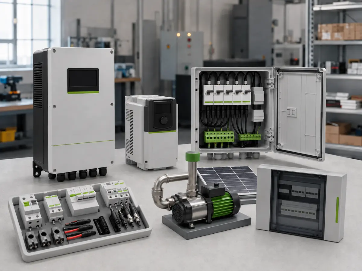 UFELE electrical product categories for solar pumping motor control and PV protection